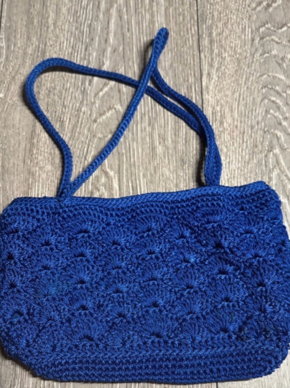 Handmade Blue Crochet Shoulder Bag
